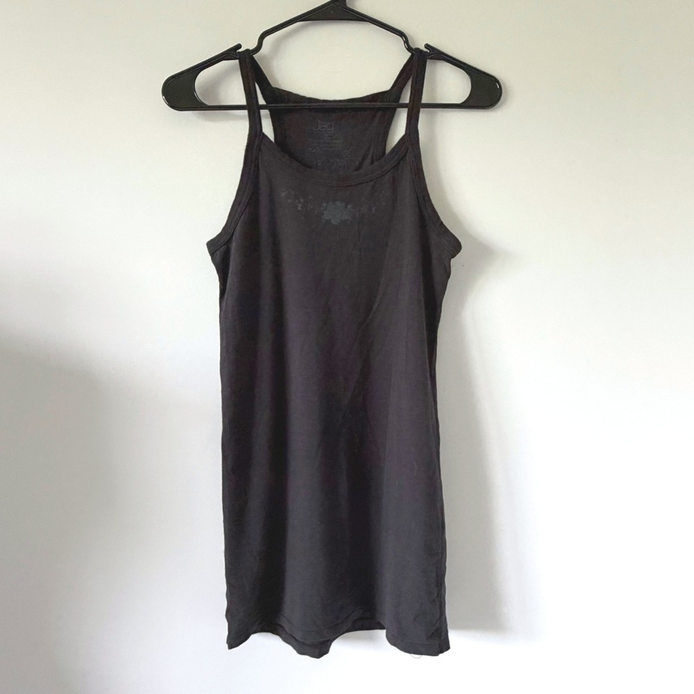 Jag Black Organic Cotton Racerback Long Tank Top Floral Y2K Indie Grunge Small